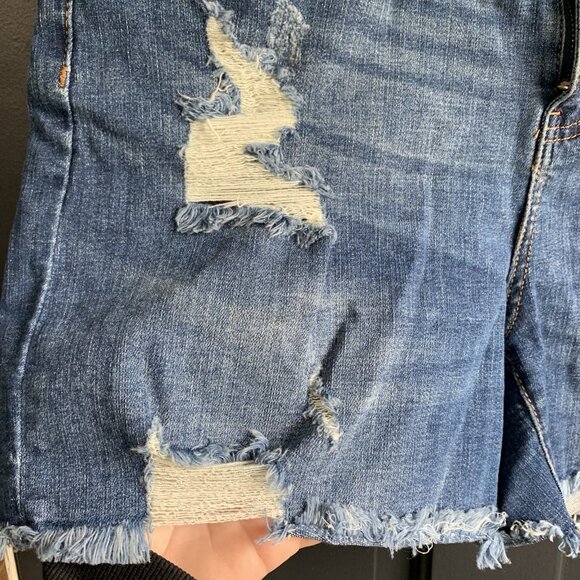 Judy Blue Shorts Womens X-Large Blue Denim Distressed Raw Hem Frayed Stretch - Picture 4 of 11